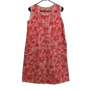 Retro 50s Homemaker Dress Coral Floral Print